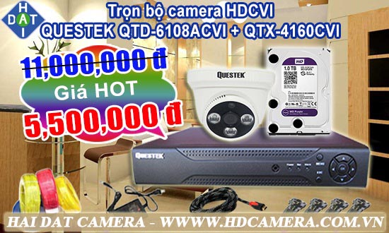 TRỌN BỘ CAMERA HDCVI QUESTEK QTD-6108ACVI + QTX-4160CVI